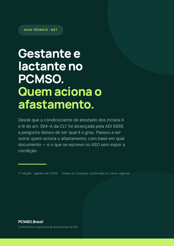 Capa do material Ebook — Gestante e lactante no PCMSO