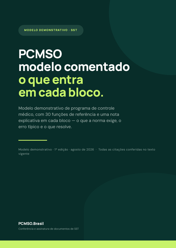 Capa do material PCMSO modelo comentado