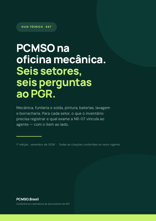 Capa do material Ebook — PCMSO na oficina mecânica