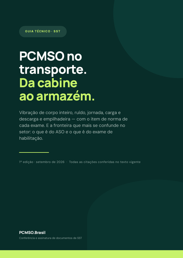 Capa do material Ebook — PCMSO no transporte