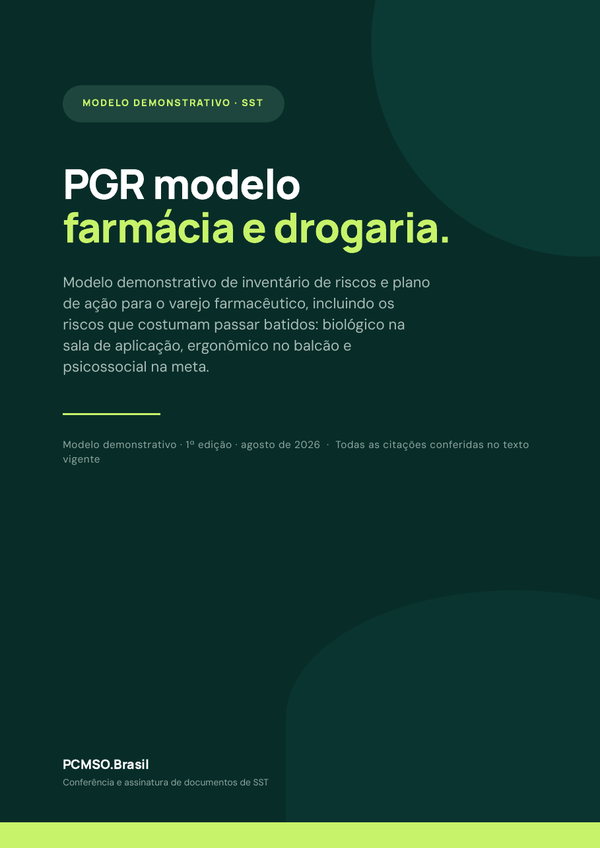 Capa do material PGR modelo — farmácia e drogaria