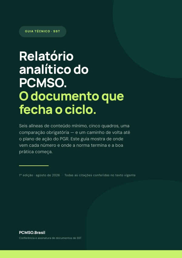 Capa do material Ebook — Relatório analítico do PCMSO